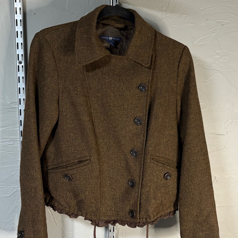 GAP Brown Blazer with Structured Collar and Epaulettes